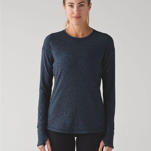 Lululemon Outrun Longsleeve -  Heathered Nocturnal Teal / Black - Sz 4-6